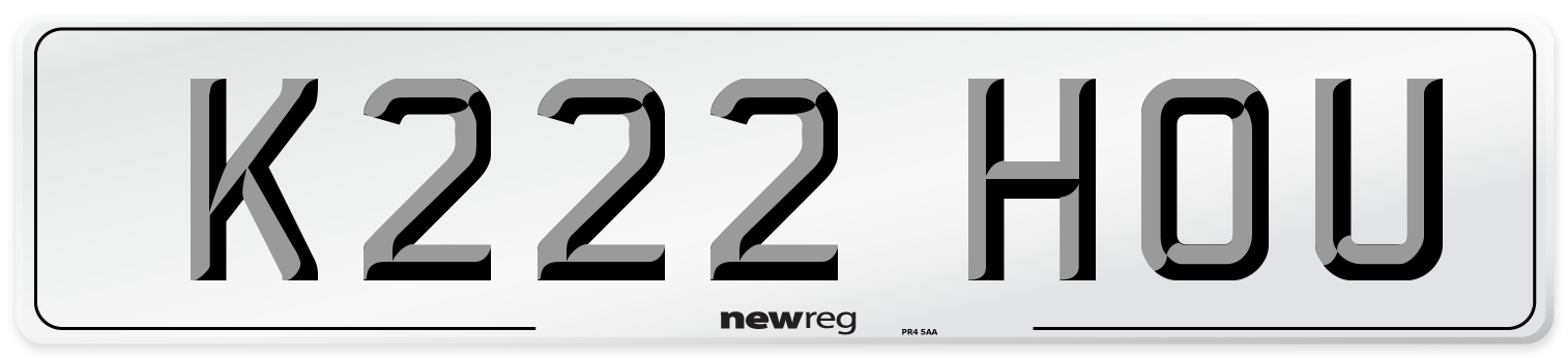 K222 HOU Number Plate from New Reg